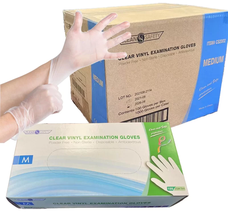 Gloves Clear Vinyl Exam Clean Safety