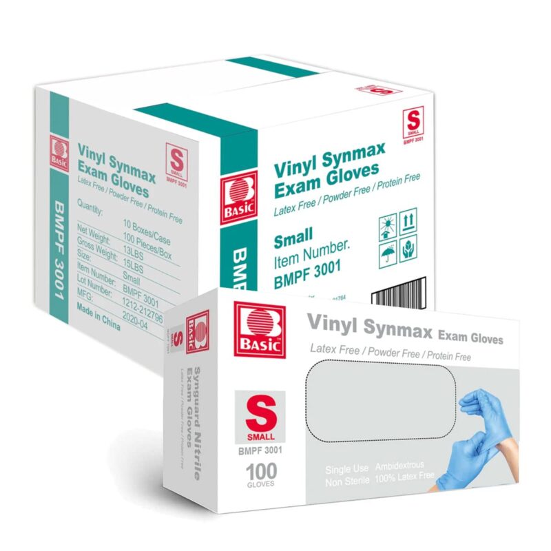 Vinyl Exam Gloves, Latex-Free, Powder-Free, Non-Sterile Medical Disposable Gloves Box of 100 (Blue, S/M/L/XL) - Image 3