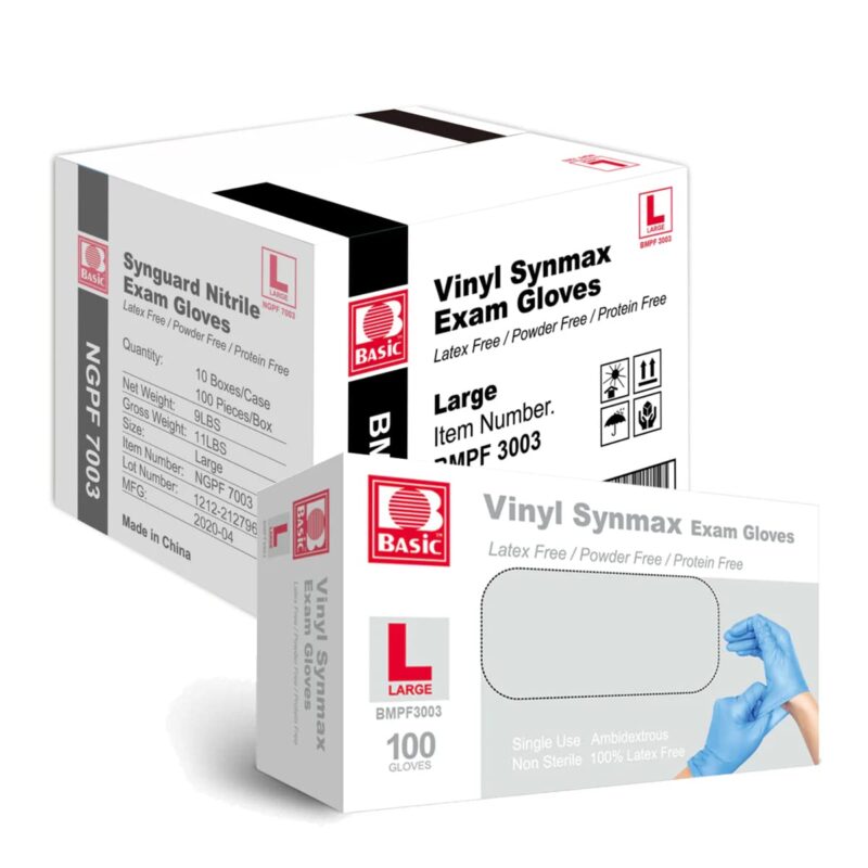 Vinyl Exam Gloves, Latex-Free, Powder-Free, Non-Sterile Medical Disposable Gloves Box of 100 (Blue, S/M/L/XL) - Image 5