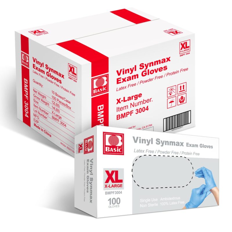 Vinyl Exam Gloves, Latex-Free, Powder-Free, Non-Sterile Medical Disposable Gloves Box of 100 (Blue, S/M/L/XL) - Image 6