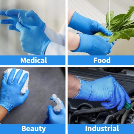 Vinyl Exam Gloves, Latex-Free, Powder-Free, Non-Sterile Medical Disposable Gloves Box of 100 (Blue, S/M/L/XL)