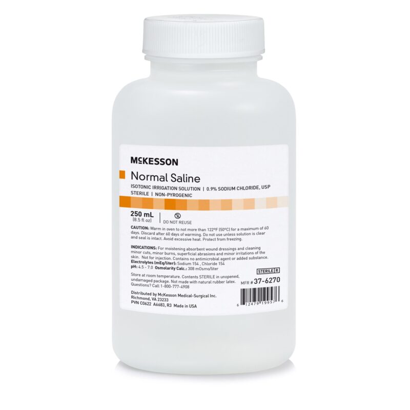 Normal Saline/Irrigation Solution 0.9% Sodium Chloride Not for Injection Bottle, Screw Top - Image 2